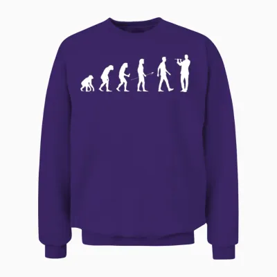 Flutist Gift Transverse Flute Player Evolution Man Unisex Sweatshirt - Purple