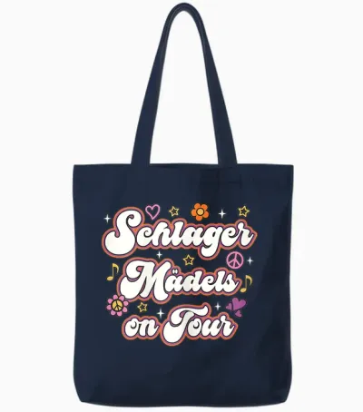 Schlager Girls on Tour Schlager Party Team T-Shirt, Black Tote Bags - Navy