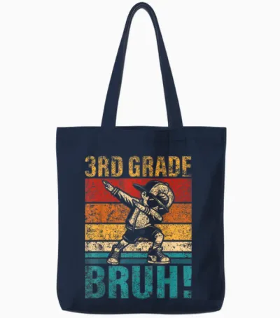 3rd Grade Bruh Dabbing Boy Third Grade Squad Boy Student Tote Bags - Navy
