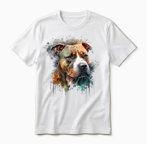 Amstaff Aquarell Splash American Staffordshire Terrier Unisex T-Shirt in White
