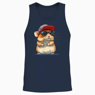 Cool Hamster Costume with Cap and Sunglasses Unisex Tank Top - Navy