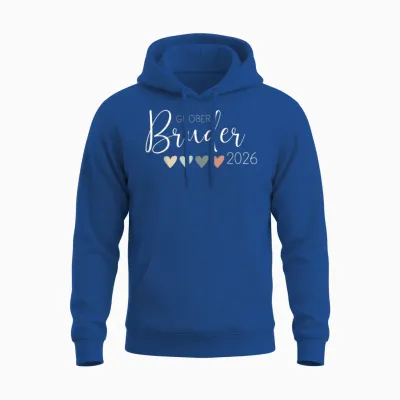 Ich Werde Ein Großer Bruder 2026 Heart Baby Announcement Unisex Hoodie - Royal