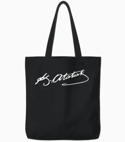 Atatürk Imza Tote Bags - Black