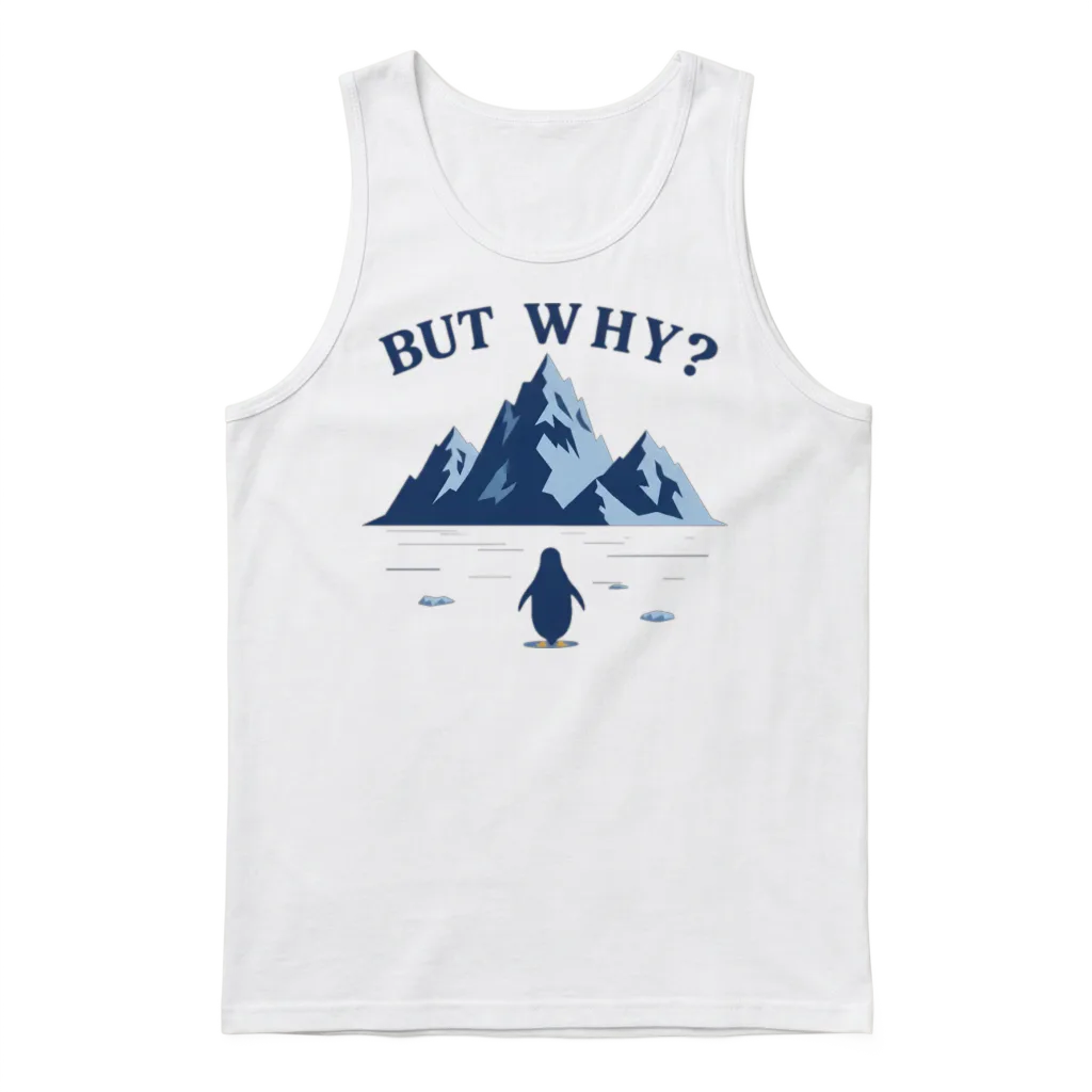 Penguin, but Why? at Blue Mountain Summit Unisex Tank Top - White