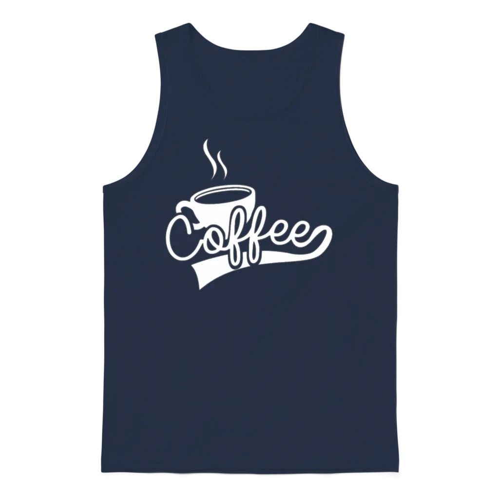 Funny Coffee Graphic Unisex Tank Top - Navy