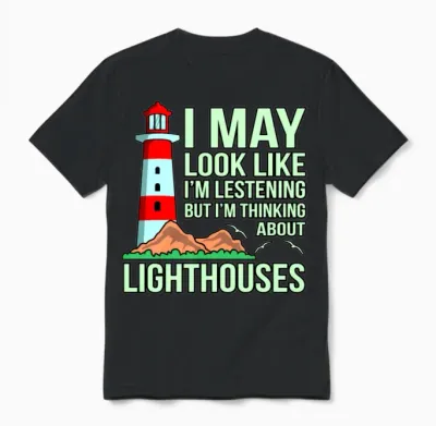 Funny Lighthouse Gift Unisex T-Shirt - Black