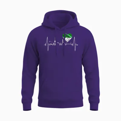 Bremen Skyline Bremer Herzschlag Fan Herz Ich Liebe Bremen T-Shirt, Black Unisex Hoodie - Purple