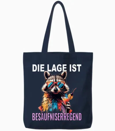 Die Lage Ist Besäufniserregend Waschbär Tote Bags - Navy