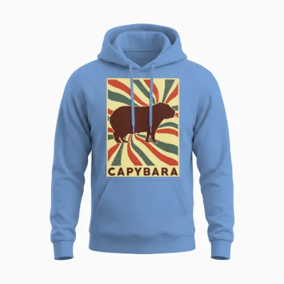 Capybara Retro Vintage Unisex Hoodie - Carolina Blue