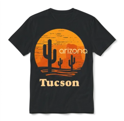 Tucson Arizona Retro Cactus Unisex T-Shirt - Black