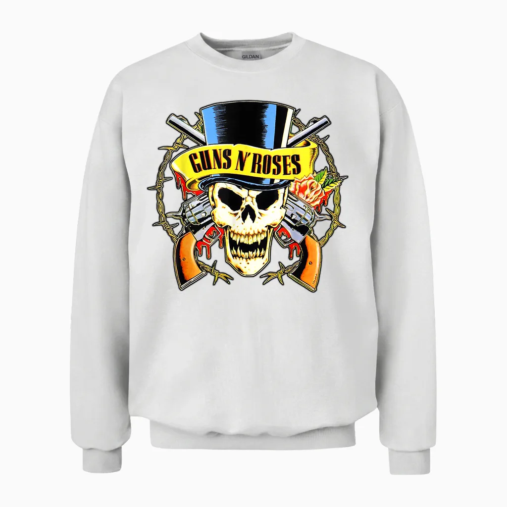 Guns N' Roses Official Top Hat Skull Unisex Sweatshirt in White