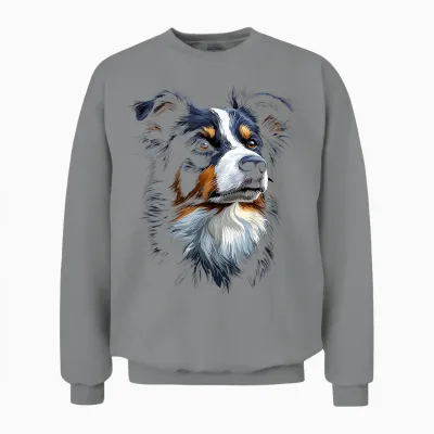 Dog Border Collie T-Shirt, Black, S Unisex Sweatshirt - Sport Grey