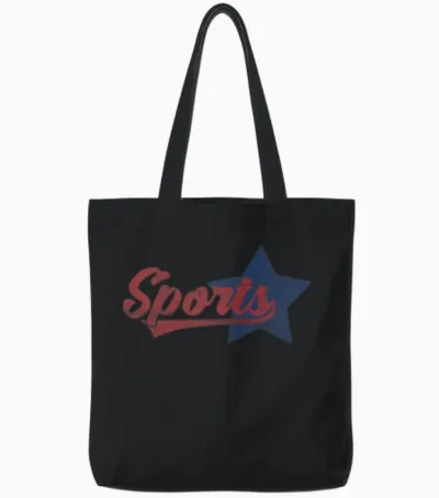 Sports Vintage Retro Lettering Tote Bags - Black