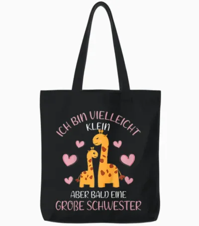 Ich Bin Bald Eine Große Schwester 2026 Giraffe Girls' Tote Bags - Black