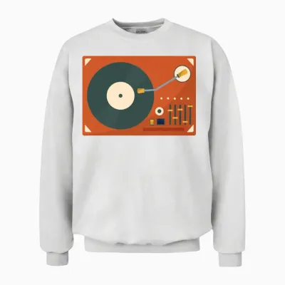 Retro Vinyl Record Player Unisex Sweatshirt - White