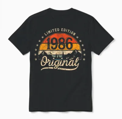 Limited Edition Vintage 1986 Man 39th Birthday Unisex T-Shirt - Black