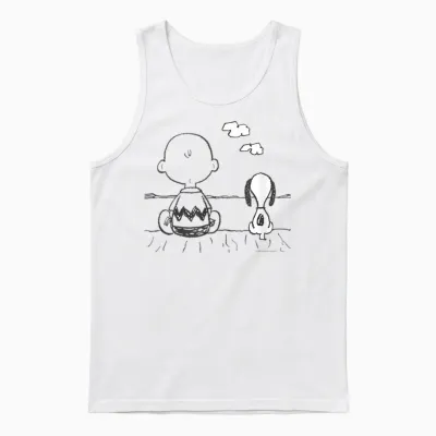 Peanuts - Snoopy Charlie Brown at the Sea Unisex Tank Top - White
