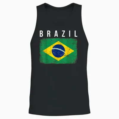 Vintage Used-Look Brasilien Flagge Unisex Tank Top - Black