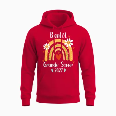 Enfant Future Grande Sœur 2027 Je Vais être Grande Soeur 2027 Unisex Hoodie - Red