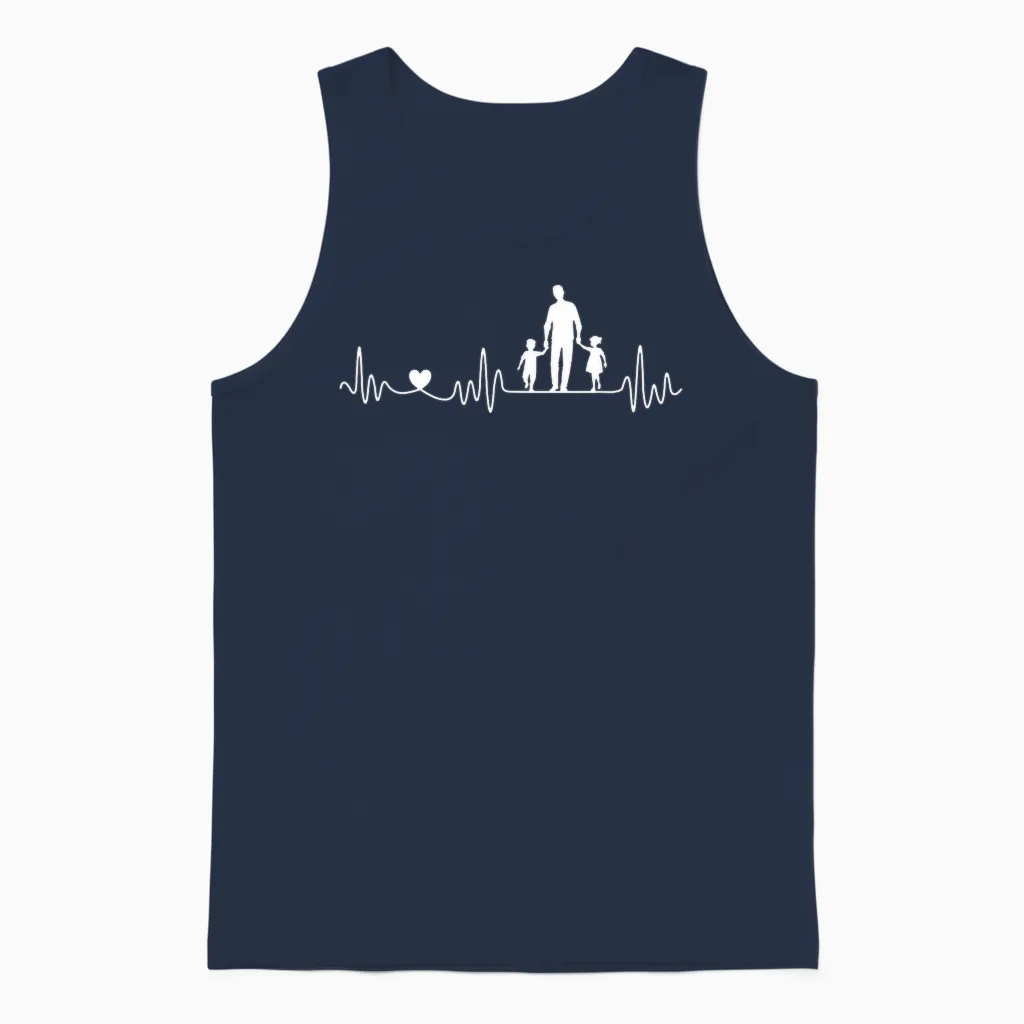 Vater Sohn Tochter Herzschlag Frequenz Für Papa Zum Vatertag Unisex Tank Top in Navy