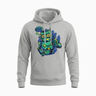 Hello Robot Unisex Hoodie - Ash