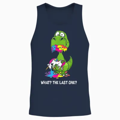 The Last Unicorn Cute Dino What? Dino Eating Unicorn Unisex Tank Top - Navy