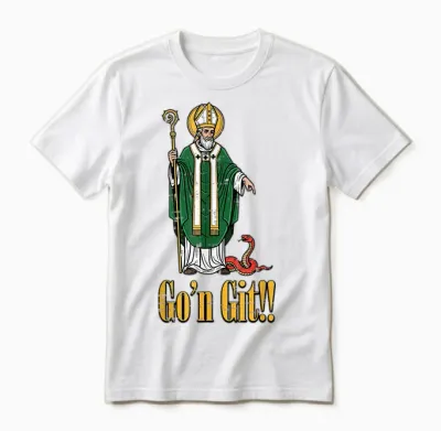 St Patrick Snake Gon Git Funny Saint Paddys Women Men Unisex T-Shirt - White