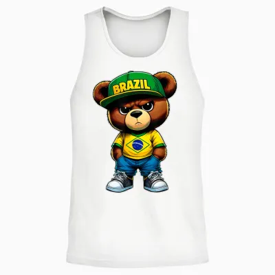 Brasil Brasilianischer Teddybär Mit Brasilien-Flagge Unisex Tank Top - White