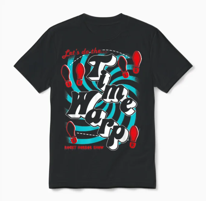 The Rocky Horror Show Let's Do the Time Warp Musical Unisex T-Shirt in Black