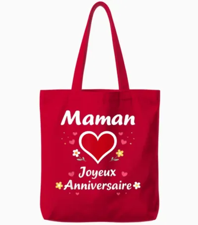 Mignon Petit Enfant Amour Joyeux Anniversaire Maman Tote Bags - Red