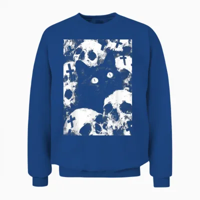 Satanic Occult Cat Goth Grunge Black Metal Crust Punk Unisex Sweatshirt - Royal