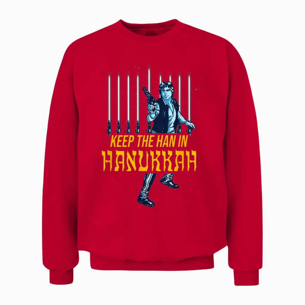Star Wars Han Solo Hanukkah Lightsaber Menorah Unisex Sweatshirt in Red