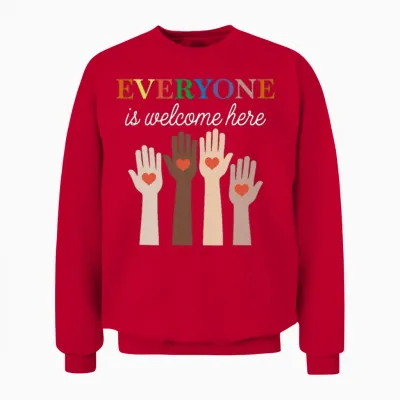 Everyone Is Welcome Here Idaho Teacher Unisex Sweatshirt - Red
