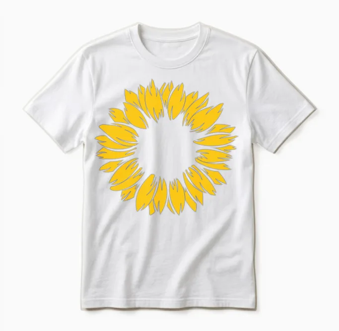 Golden Mandala Sunflower Unisex T-Shirt in White