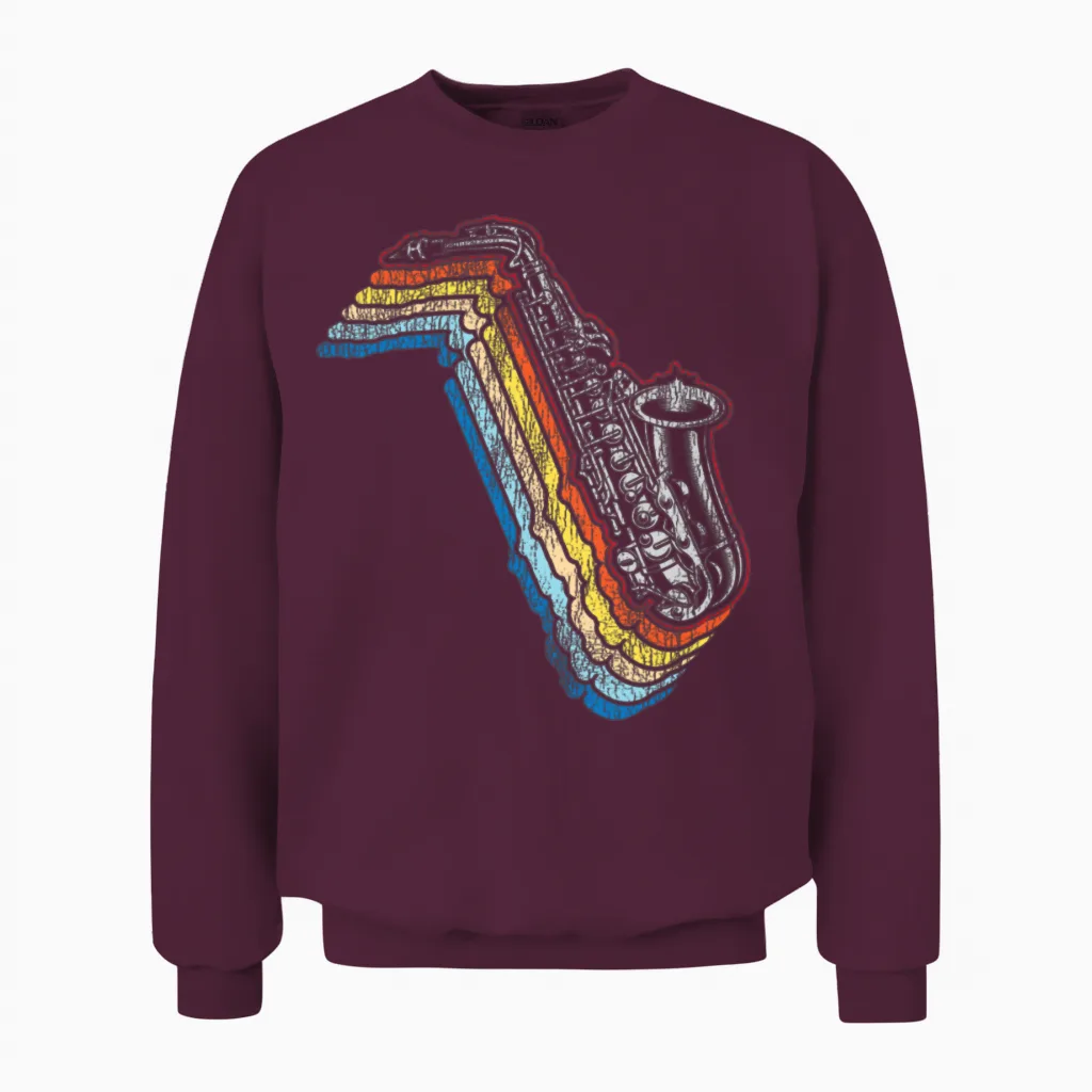 Saxophone Retro Vintage Unisex Sweatshirt - Maroon