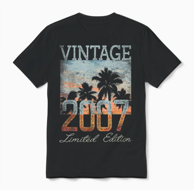 Vintage 2007 Limited Edition 18th Birthday 18 Year Old Gifts Unisex T-Shirt in Black