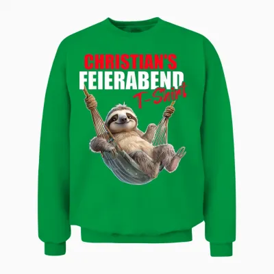 Christ T-Shirt Retirement Evening Sloth First Name Saying T-Shirt, Black Unisex Sweatshirt - Irish Green