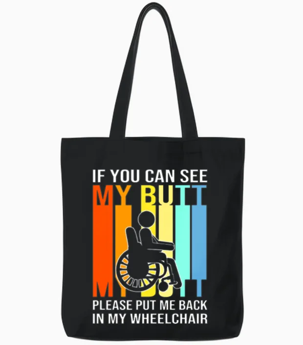 Wheelchair Bound Disabled Handicap Tote Bags in Black