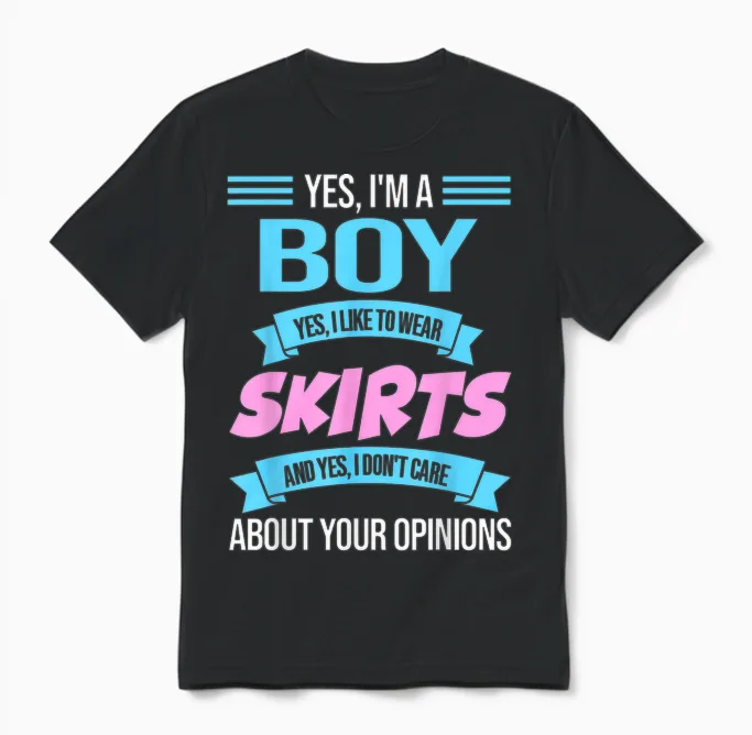 Ja, I'm a Boy Yes, I Like to Wear Skirts Anime Femboy Unisex T-Shirt in Black