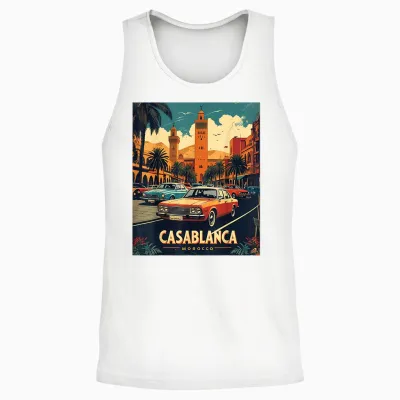 Casablanca Morocco Vintage 80s Retro Style Unisex Tank Top - White