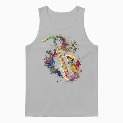 Saxophone Musician Saxophone Gift T-Shirt, Black Unisex Tank Top - Ash