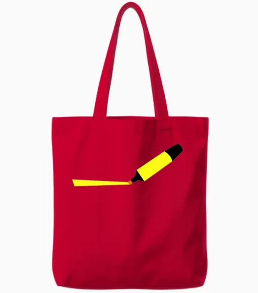 A Highlighter Line Highlighting Left Student Tote Bags in Red
