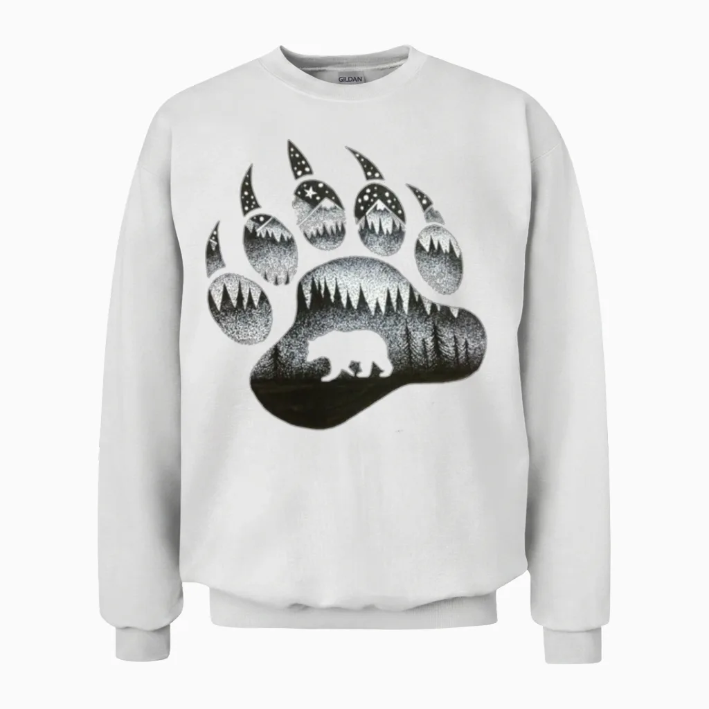 Bear Paw Dog Lovers Gift Unisex Sweatshirt in White
