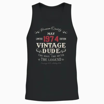May 1974 Vintage Birthday Present Unisex Tank Top - Black