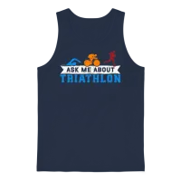 Triathlon Triathlete Ask About Triathlon Unisex Tank Top - Navy – 1