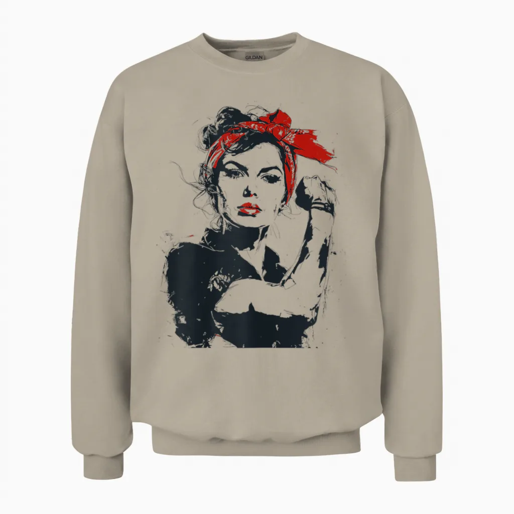 Retro Rosie Rockabilly Unisex Sweatshirt in Sand