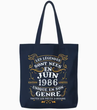 Vintage Cadeau D'anniversaire 40 Ans Nés En Juin 1986 Tote Bags - Navy
