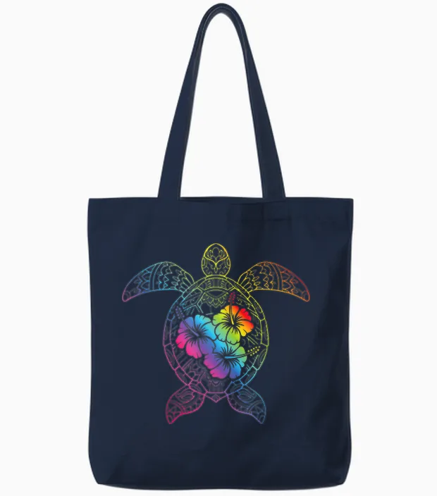 Meeresschildkröte Mandala Schildkröte Tropisches Hawaii Tote Bags in Navy
