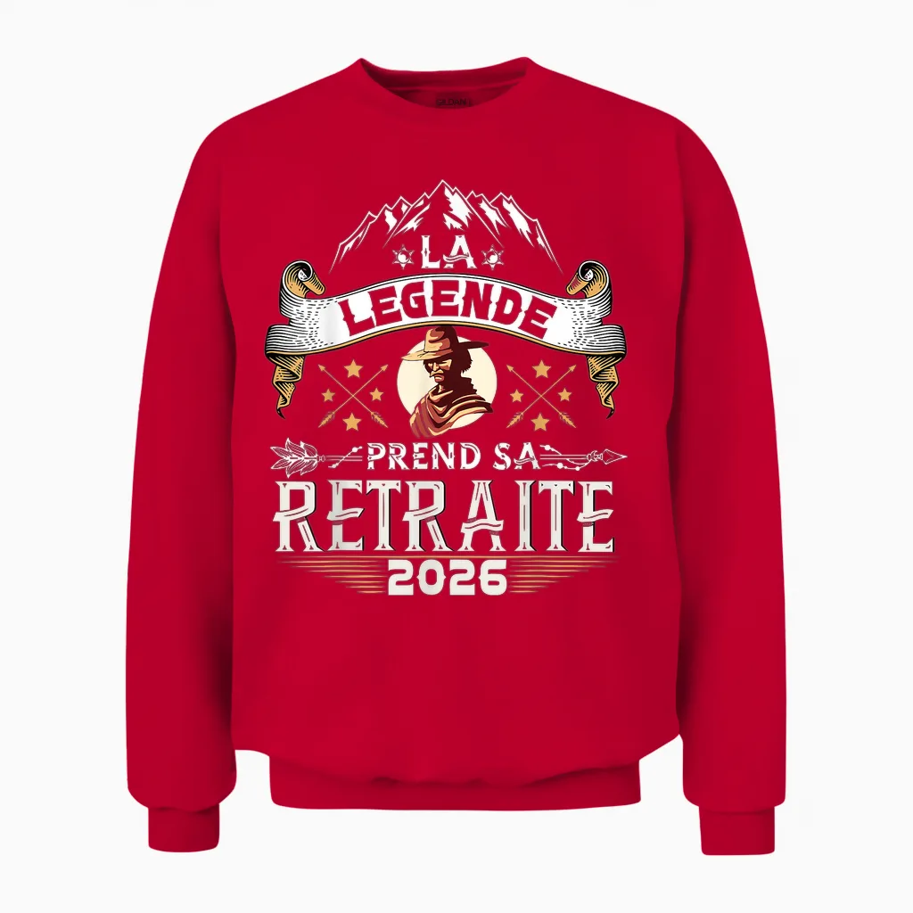 La Légende Prend Sa Retraite 2026 Homme Humour Humoristique Unisex Sweatshirt in Red