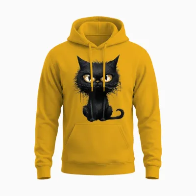 Damen Katze Nachthemd Nachtwäsche Schlafhemd Sleepshirt Unisex Hoodie - Gold